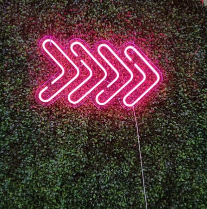 Letrero NEON FLECHAS DIRECCIONES Cartel Luminoso LED Escaparate, Decoración de Pared en Metacrilato, Luz Brillante, aproximadamente 30X20cm alimentación 12v