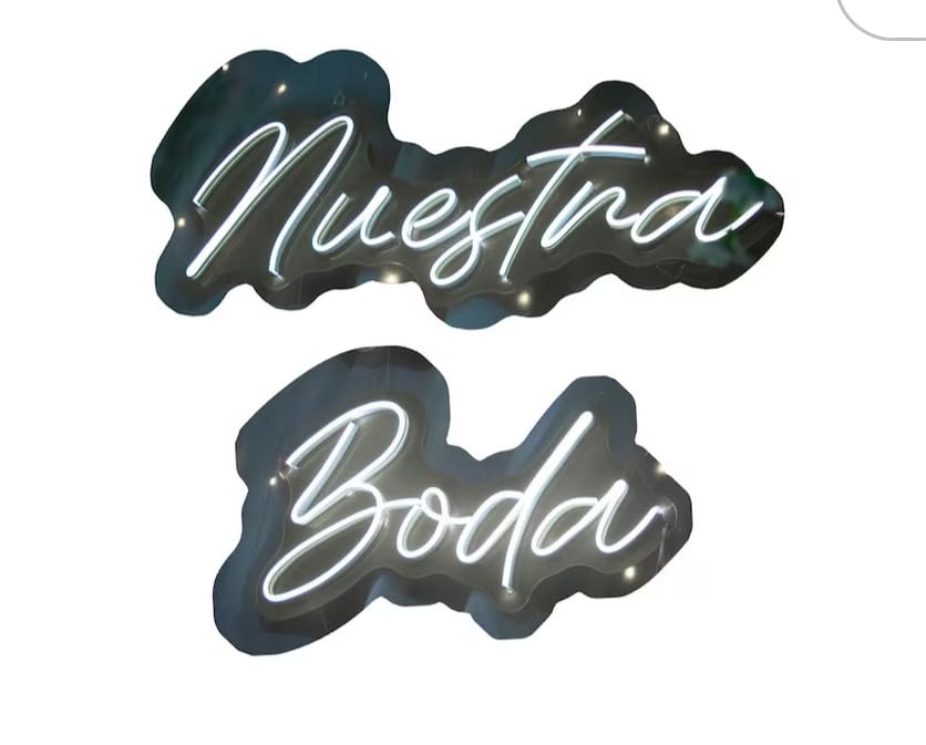 Letrero LED Neón Blanco 'Nuestra Boda' para Decoración de Bodas, Iluminación Decorativa