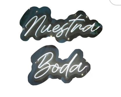 Letrero LED Neón Blanco 'Nuestra Boda' para Decoración de Bodas, Iluminación Decorativa