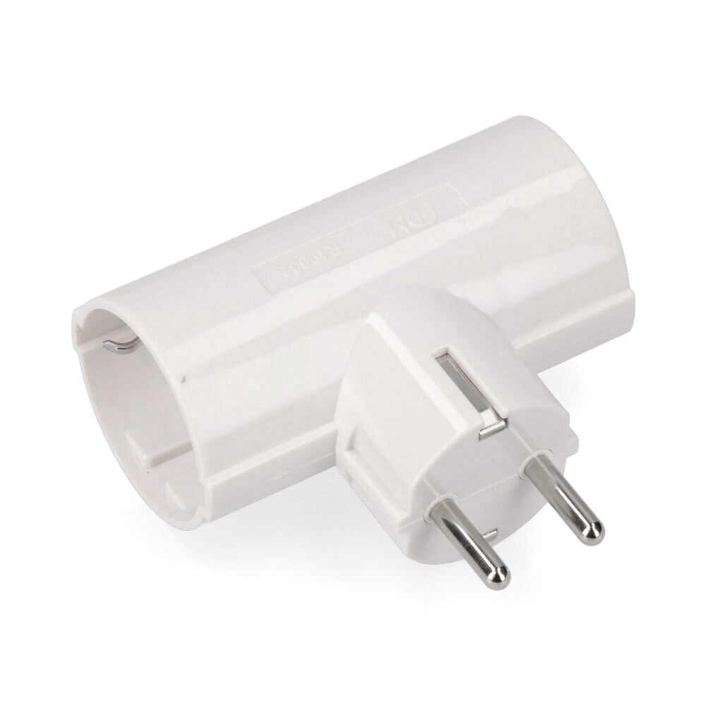 CLAVIJA DOBLE DE BAQUELITA TIPO F T/TL 16A 250V BLANCA (ENVASADA)