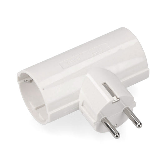 CLAVIJA DOBLE DE BAQUELITA TIPO F T/TL 16A 250V BLANCA (ENVASADA)
