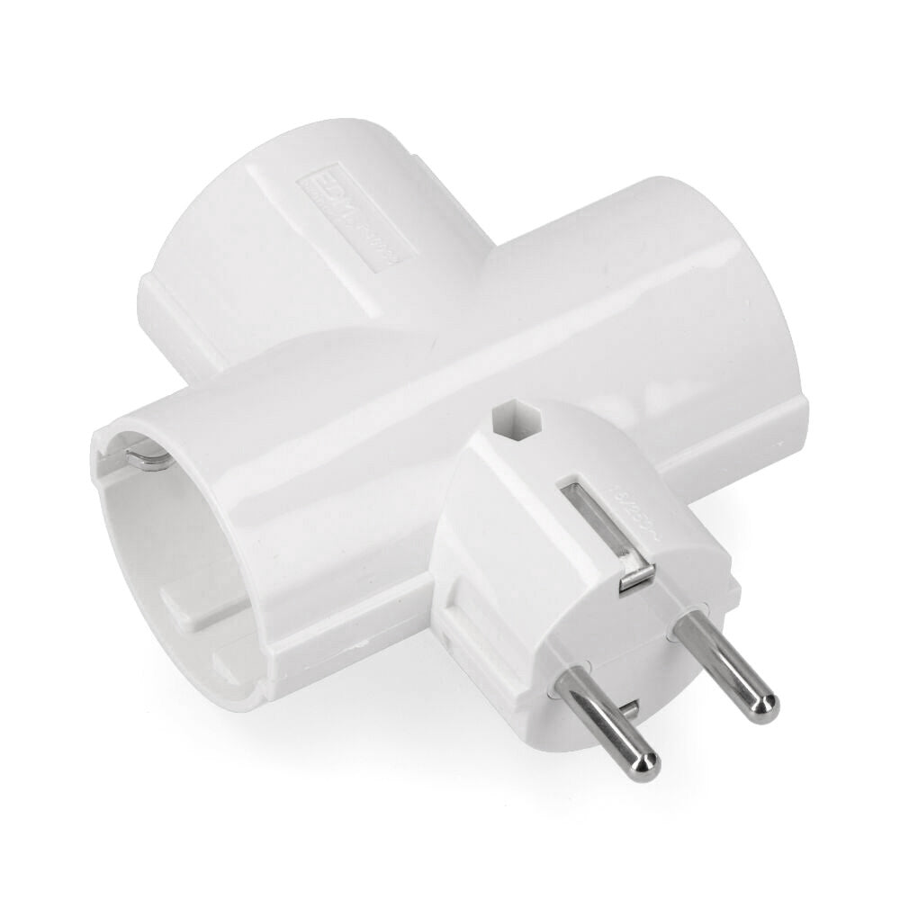 CLAVIJA TRIPLE DE BAQUELITA TIPO F T/TL 16A 250V BLANCA (ENVASADA)