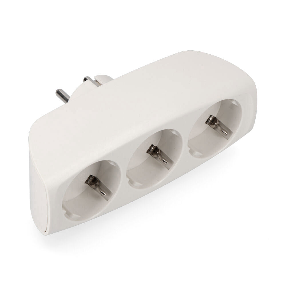 MULTICONECTOR T/TL TRIPLE SALIDA TIPO F 4,8mm ECONÓMICO MÁX 3680W  BLANCO (ENVASADO)