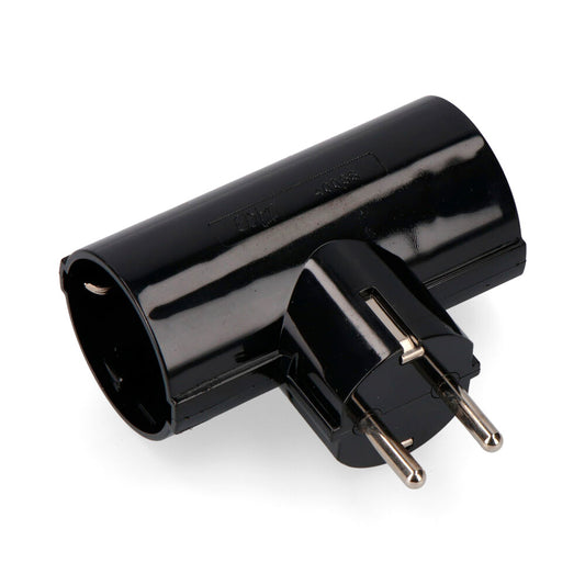 CLAVIJA DOBLE DE BAQUELITA T/TL TIPO F 4,8mm 16A 250V MÁX 3680W NEGRA (ENVASADA)