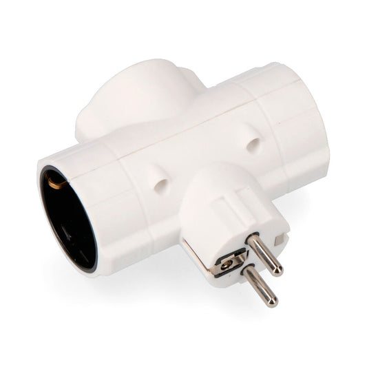 CLAVIJA TRIPLE ECONÓMICA T/TL TIPO F 4,8mm 16A 250V MÁX 3680W BLANCA (ENVASADA)