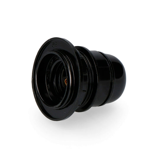 PORTALÁMPARAS SEMIROSCADO  + ARANDELA E-27 NEGRO (ENVASADO)