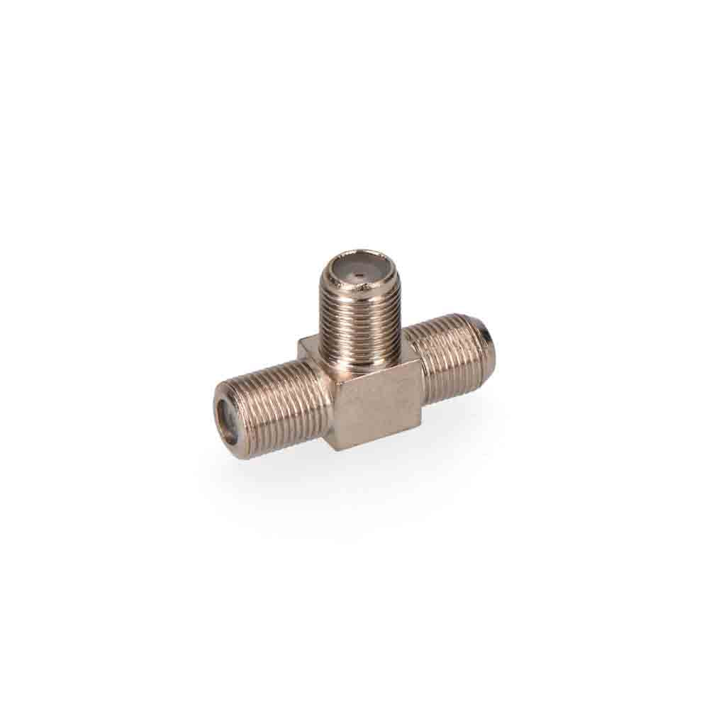 CONECTOR DERIVADOR "F" FORMA "T" 3 MACHOS - PARABOLICAS ENVASADO EDM