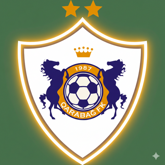 Escudo de futbol  FK Qarabag Club, Diseño con medidas metacrilato 40x35cm aproximadamente dependiendo el diseño del escudo con neon led,metacrilato y vinilo color.Alimentacion 12v,cable 2m y cadena para colgar en pared incluido.
