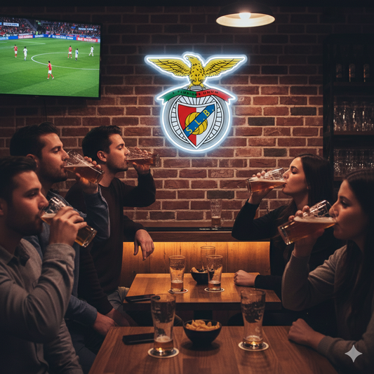 SOLOLED Letrero de Neón LED Escudo futbol Benfica Ligue de Pared, Luz Colgante vinilo, metacrilato neón led 40x30cm aproximadamente 12 v