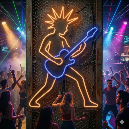 Letrero Luminoso de Neón LED, Diseño Letrero de neón de guitarra: luz de neón de rock and roll espeluznante para Halloween, ideal para decorar fiestas, bares o cuevas masculinas. , Multicolor, Decoración para Restaurante
