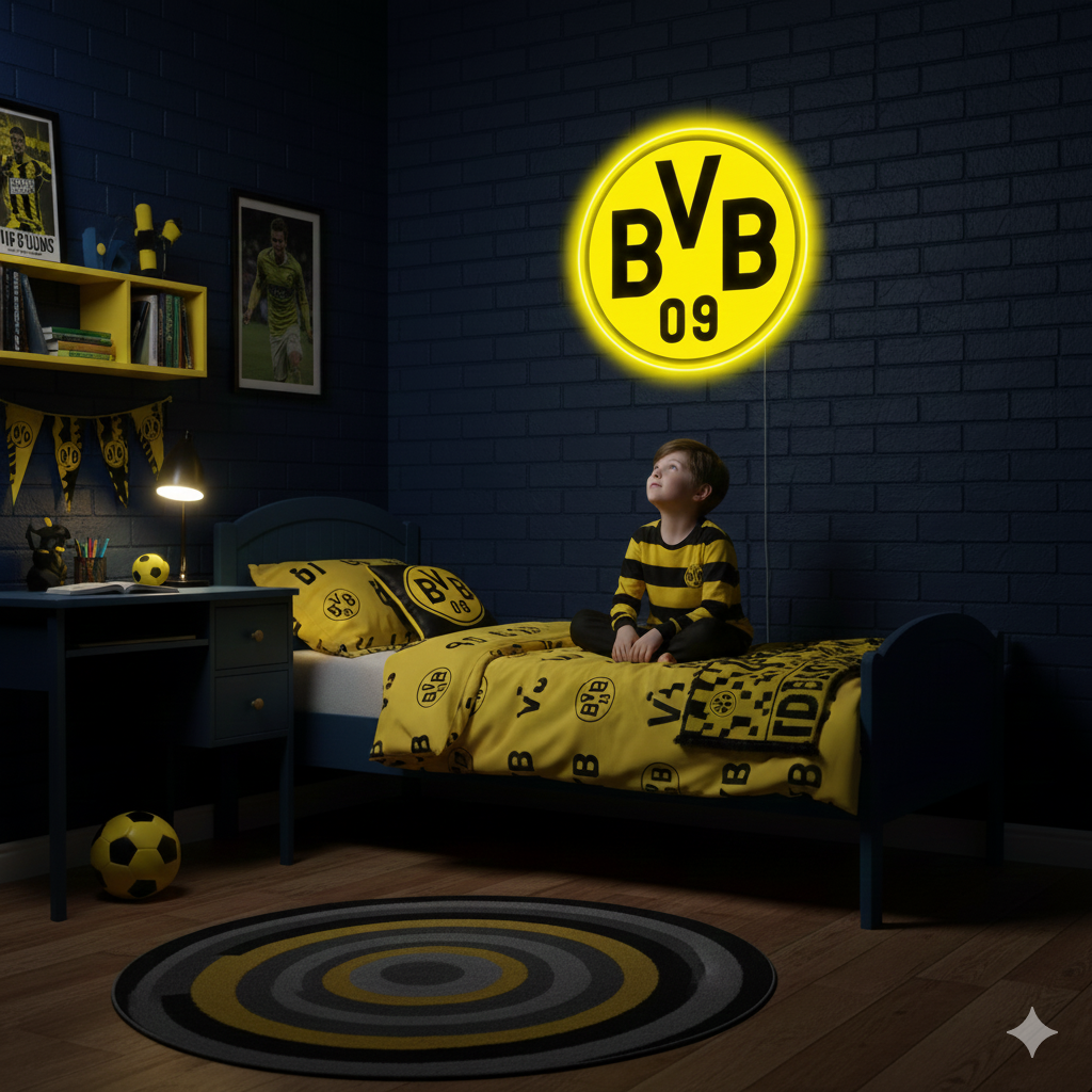 Letrero regalo escudo luminoso neón LED Borussia Dortmund decoración de pared fútbol, acrílico ,vinilo,neón para bar.Medidas 40x30cm aproximadamente