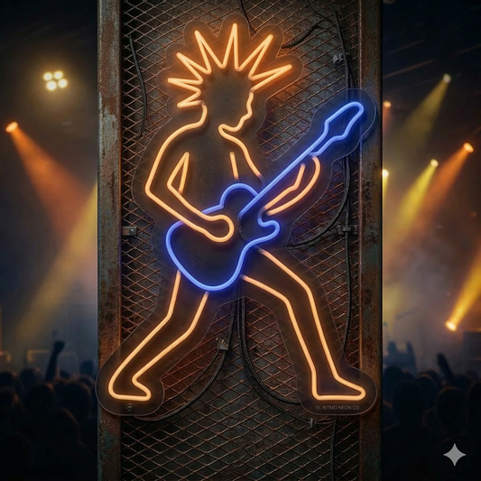 Letrero Luminoso de Neón LED, Diseño Letrero de neón de guitarra: luz de neón de rock and roll espeluznante para Halloween, ideal para decorar fiestas, bares o cuevas masculinas. , Multicolor, Decoración para Restaurante