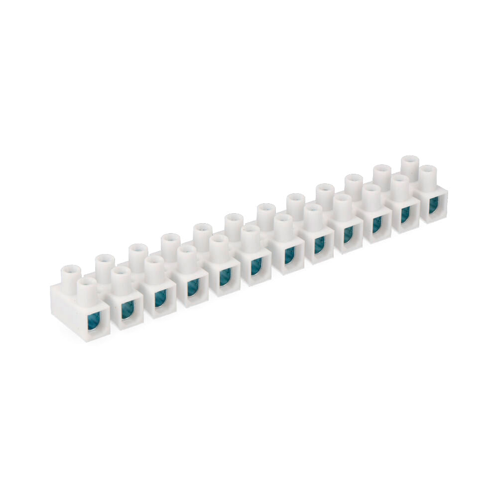 REGLETA DE CONEXION DE 16 mm , 12 CONECTORES, HOMOLOGADA, BLANCA (RETRACTILADA)