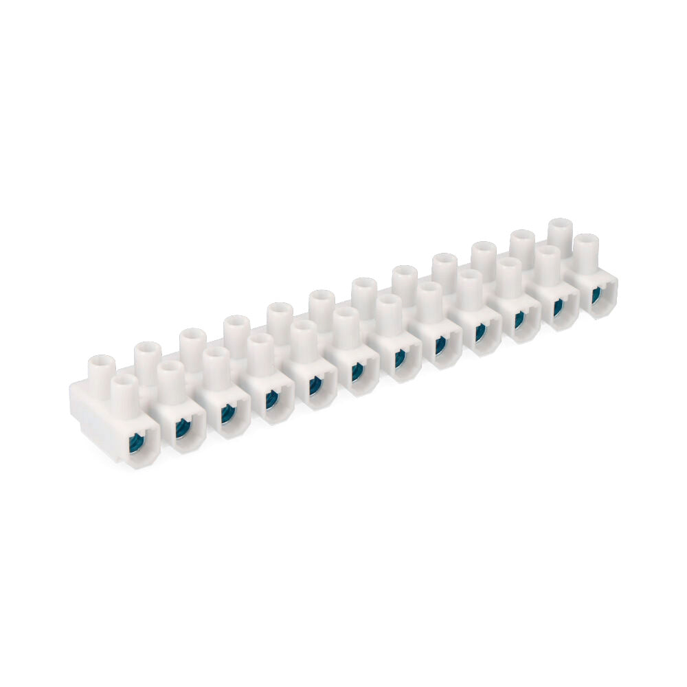 REGLETA DE CONEXION DE 25 mm , 12 CONECTORES, HOMOLOGADA, BLANCA (RETRACTILADA)