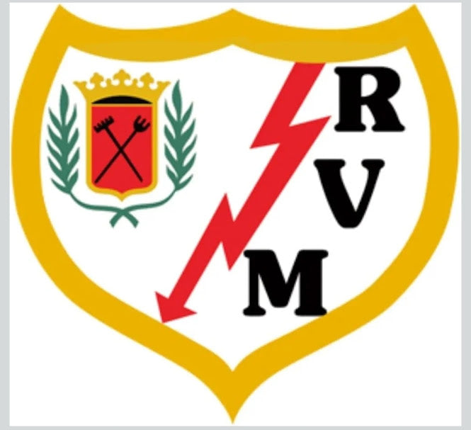 Escudo de futbol liga 1º division del Club RAYO VALLECANO Diseño con medidas metacrilato 40x35cm aproximadamente dependiendo el diseño del escudo con neon led,metacrilato y vinilo color.Alimentacion 12v,cable 2m y cadena para colgar en pared incluido.
