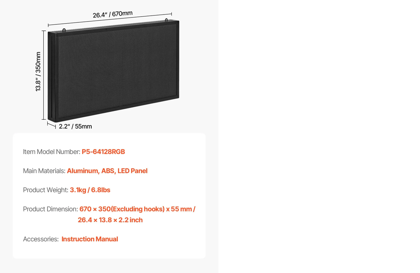Letrero LED Programable 67 x 35 cm Panel Digital Flexible Desplazable a Todo Color Tablero de Visualización con Patrón de Texto Personalizado Control de Aplicación Bluetooth para Publicidad