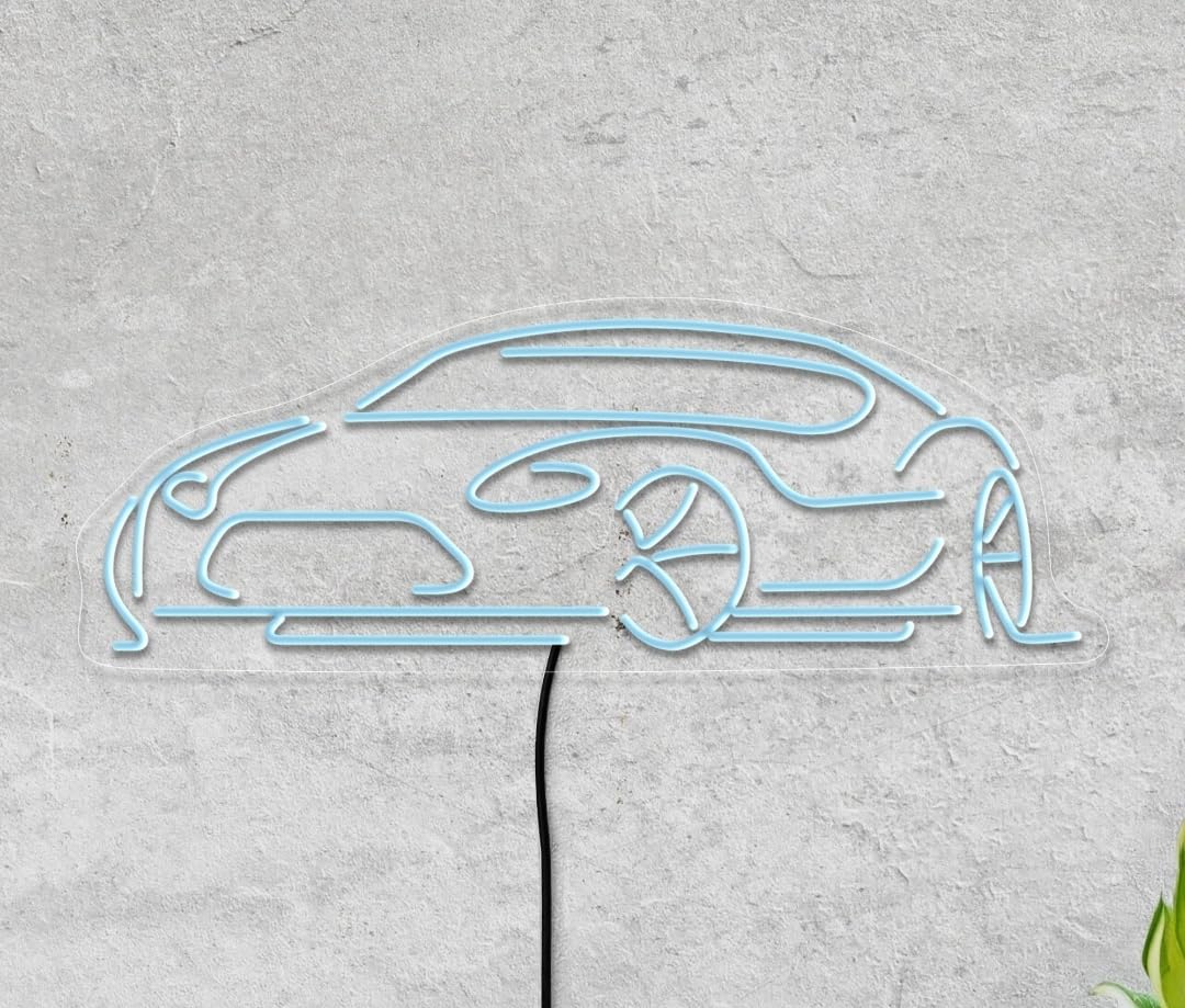 Letrero LED Neón Decorativo de Coche Deportivo, Metacrilato Acrílico, Iluminación Personalizable, Diseño Moderno medidas 50 x30 cm alimentacion 12v