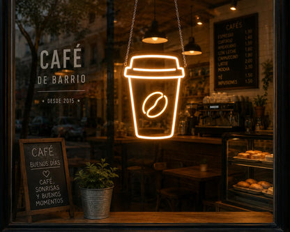 soloLED Letrero CARTEL cafe RESTAURANTE LED NEON Escaparate, Decoración de Pared en Metacrilato, Luz Brillante, aproximadamente 40 cm aproximadamente alimentación 12v