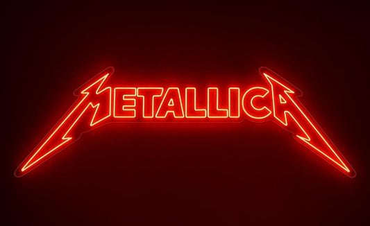 Letrero LED Neón Metallica,Luminoso Decorativo Rojo, Estilo Rockero