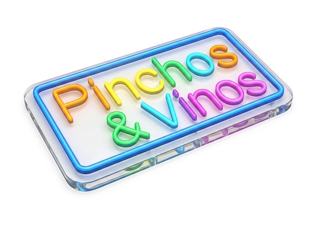 SOLOLED Letrero led neón flex Pinchos & vinos cartel metacrilato transparente medidas 40cm aproximadamente alimentacion 12 v