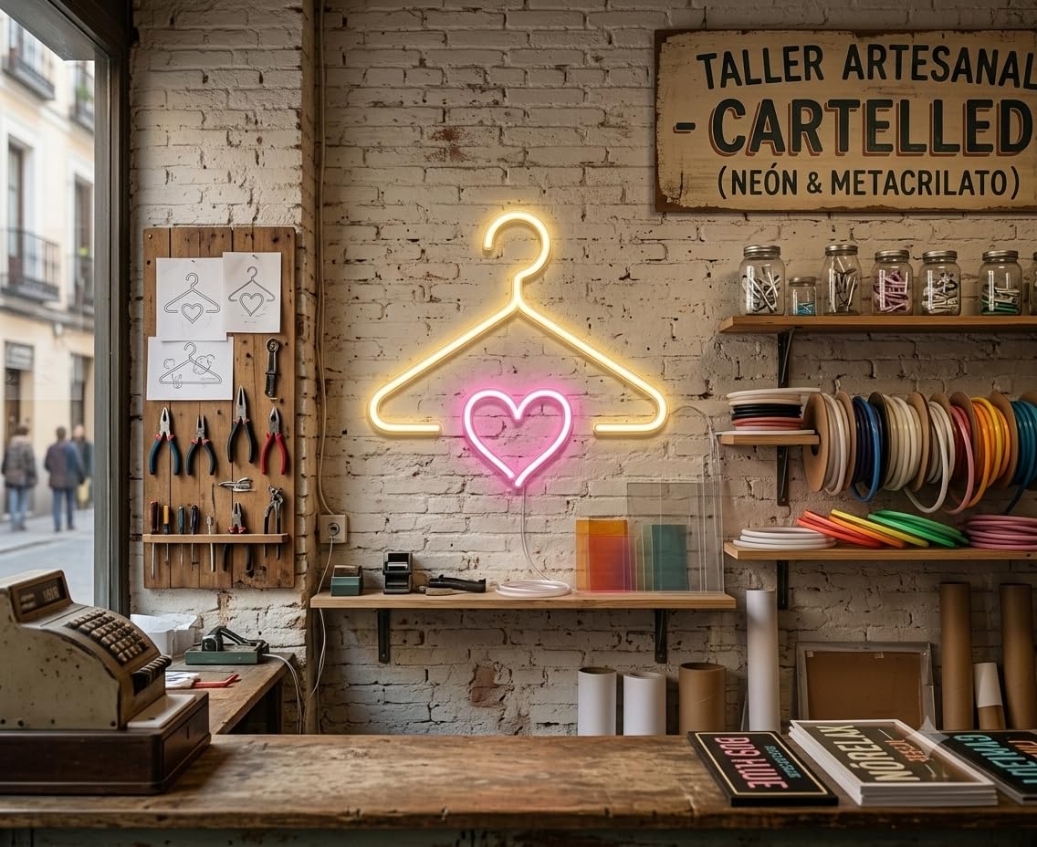 SoloLED Letrero Neón LED Perchero para Tienda Ropa 40cm aproximadame alimentación 12v