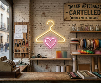 SoloLED Letrero Neón LED Perchero para Tienda Ropa 40cm aproximadame alimentación 12v