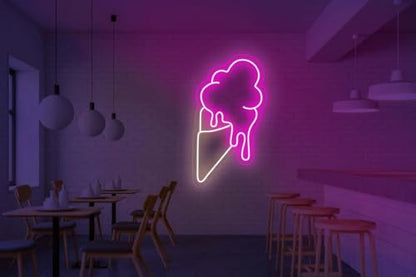 Letrero de neón de helado