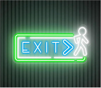 Lámpara De Señalización Letrero De Neón Exit para Decoración de Pared, Direccional, Regulable, para Bares, Cervecerías y Clubes, Multiusos, Material Acrílico, 65cm,X40 CM Alimentación 12v