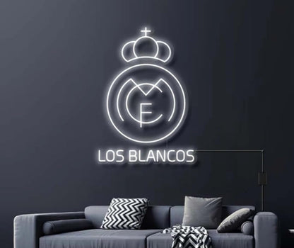 Letrero LED Neón Personalizado (Nombre no incluido) escudo, Iluminación Interior, Diseño escudo R.Madrid.