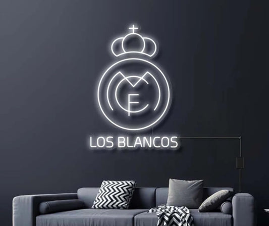 Letrero LED Neón Personalizado (Nombre no incluido) escudo, Iluminación Interior, Diseño escudo R.Madrid.