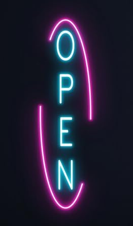 Letrero LED de Neón 'OPEN', Luz Decorativa, Azul y Rosa