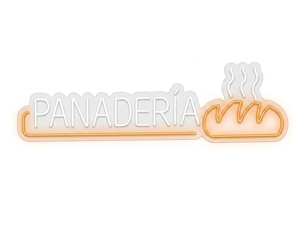 Letrero Panaderia para negocios Cartel Luminoso LED Escaparate, Decoración de Pared en Metacrilato, Luz Brillante, aproximadamente 101X22 cm alimentación 12v