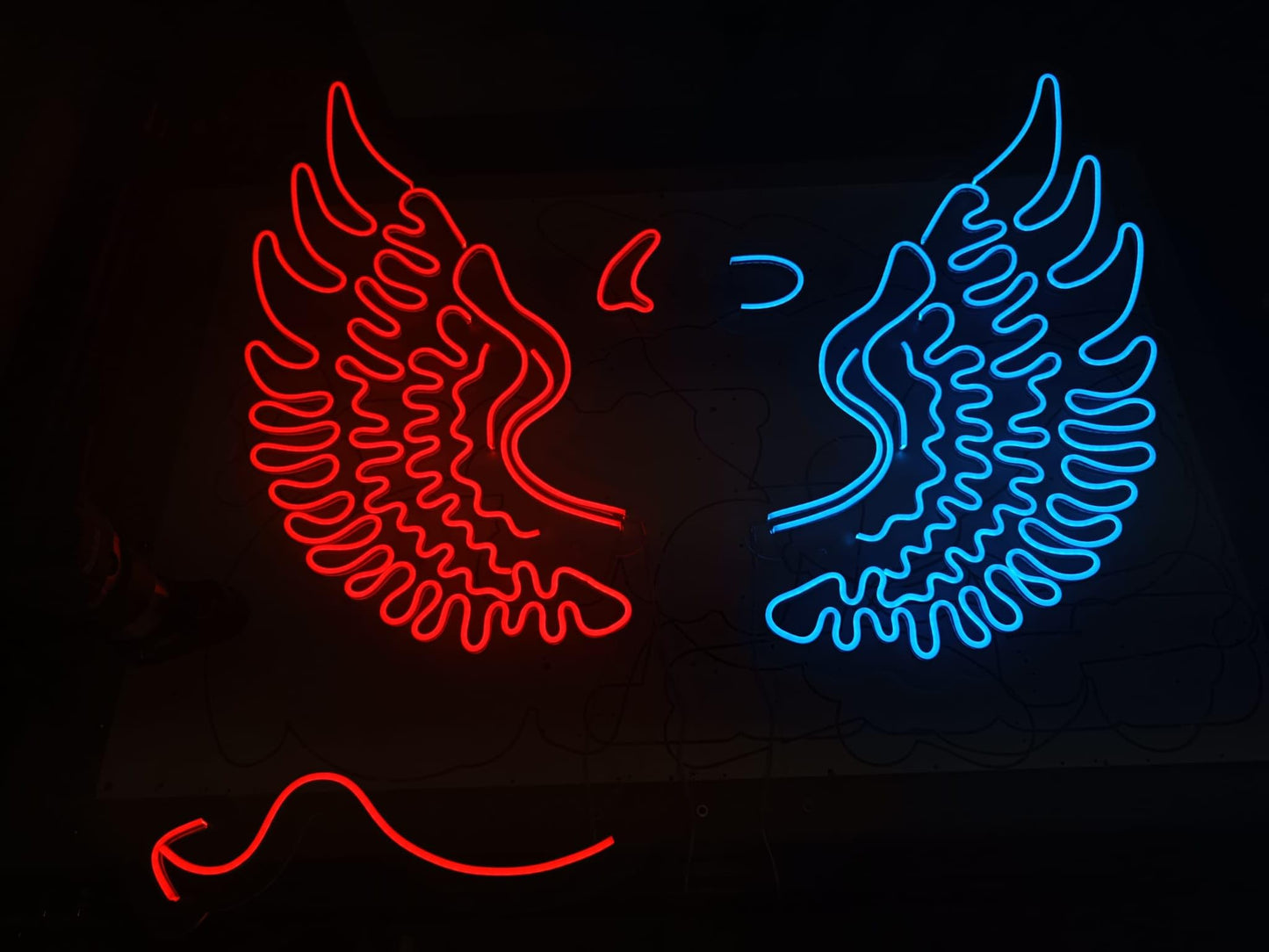 Letrero LED de Neón con Alas de Ángel y Demonio, Luz Decorativa de Pared, Rojo y Azul, para Dormitorio, Bar, Fiestas