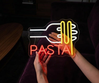 Letrero Neón espagueti, Luz Neón LED, Bicolor (Rojo y Verde), Decoración de Pared con Base Metacrilato Transparente, Cadena, Cable de 1.5 m y Alimentación 12 v, Medidas Aproximadamente 45cm