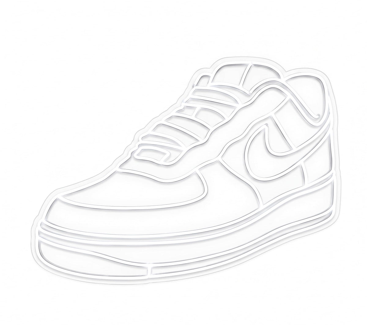 Lámpara LED Decorativa de Pared en Forma de Zapatilla Deportiva, Luz Neón Blanca, Diseño Moderno, 80x60 cm, Alimentador 12V