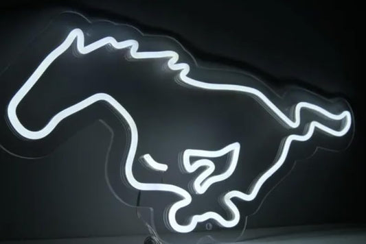 Cartel LED de Neón Personalizado con Diseño de Caballo, Iluminación Decorativa, Color Blanco