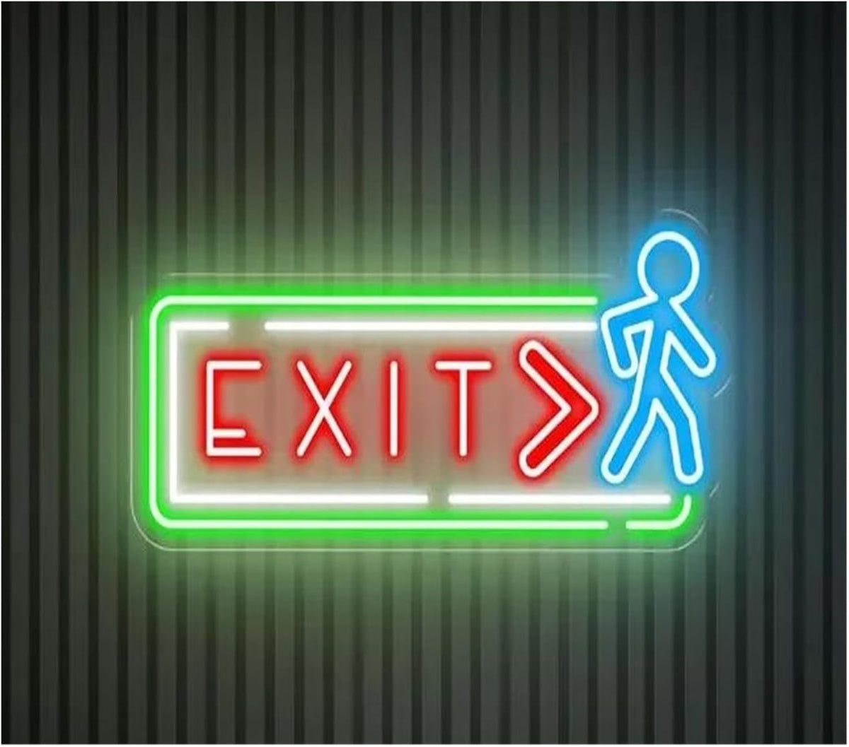 Lámpara De Señalización Letrero De Neón Exit para Decoración de Pared, Direccional, Regulable, para Bares, Cervecerías y Clubes, Multiusos, Material Acrílico, 65cm,X40 CM Alimentación 12v