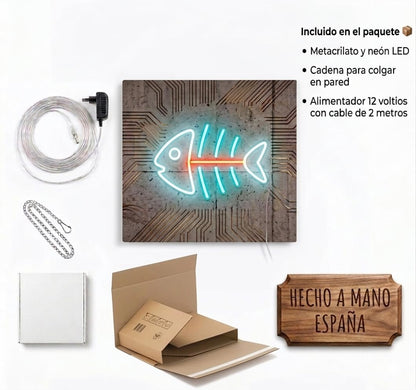 Letrero Ballena de Mar Cartel Luminoso LED Escaparate, Decoración de Pared en Metacrilato, Luz Brillante, aproximadamente 50cm alimentación 12v