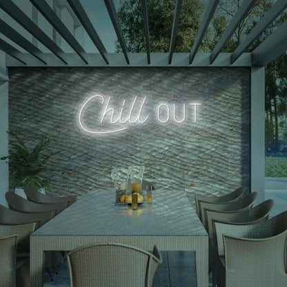 Letrero LED Neón 'Chill Out', 60 x 22,2 cm, 11 Colores Disponibles, Luz Decorativa para Pared