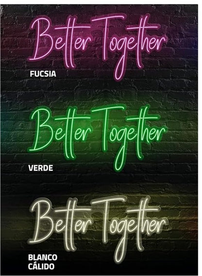 Letrero LED Neón 'Better Together', Luz Decorativa para Pared, Iluminación Ambiental, Color Amarillo
