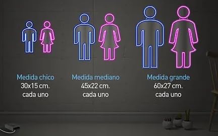 letrero neon metraquilato hombre mujer wc bar restaurante hotel