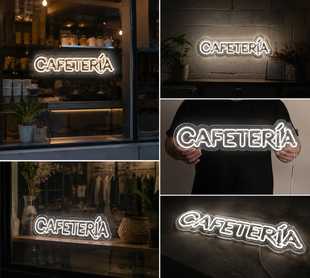 SOLOLED Letrero Cafetería Cartel Luminoso LED Escaparate, 60x35 cm