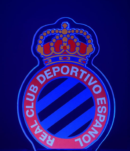 SOLOLED Español escudo regalo Lámpara LED,Luz Nocturna Deportiva con Logo del Club, Iluminación Decorativa en Azul y Rojo liga de futbol metacrilato y neon led,vinilo