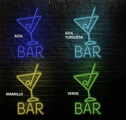 Neon con la palabra Bar 8 colores diferentes Uso interior Luminoso Tamaño: (50 x 92) cm