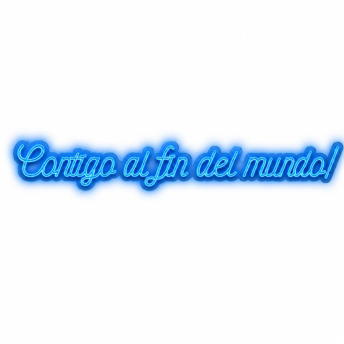 Letrero Neon led metacrilato'contigo al fin del mundo', Color para Bodas medida 100 cm x 15 cm alimentación 12 v