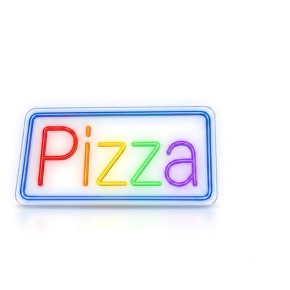 SOLOLED Letrero led neón flex PIZZA cartel metacrilato transparente medidas 40cm aproximadamente alimentacion 12 v
