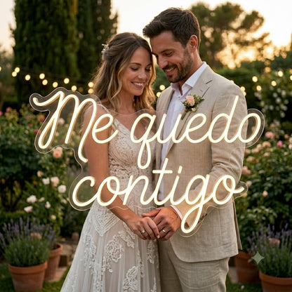 soloLED Letrerome quedo contigo boda LED Escaparate, Decoración de Pared en Metacrilato, Luz Brillante, aproximadamente 70cm aproximadamente alimentación 12v
