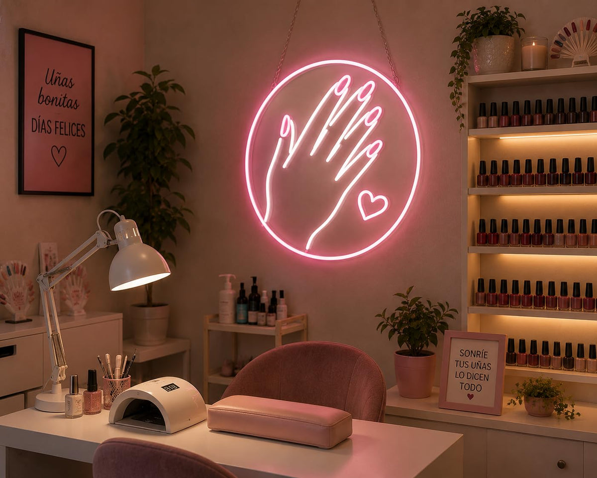 SoloLED Letrero Neón LED uñas pintura tienda 40cm aproximadame alimentación 12v