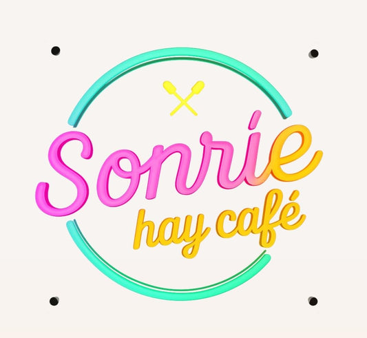 Letrero Decorativo de neón led de Pared Estilo Cafetería, Diseño Circular con Texto, Rosa y Turquesa