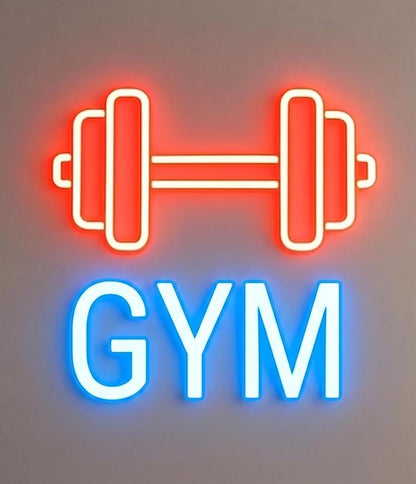 soloLED Letrero GYM PESAS Cartel Luminoso LED Escaparate, Decoración de Pared en Metacrilato, Luz Brillante, aproximadamente 60cm alimentación 12v